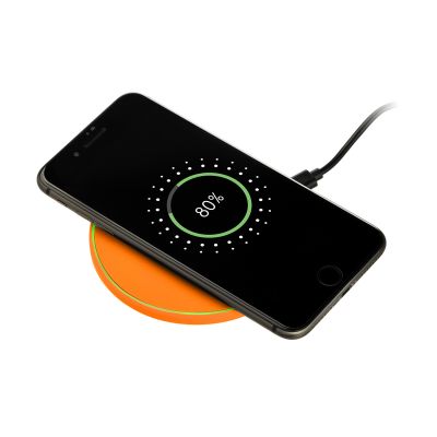 Беспроводное зарядное устройство с подсветкой 15W Аурис (Auris), оранжевое-5