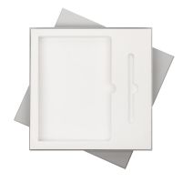 ПОДАРОЧНАЯ КОРОБКА ПОД ЕЖЕДНЕВНИК+РУЧКА, СЕРАЯ, 250*250 мм, светлый ложемент