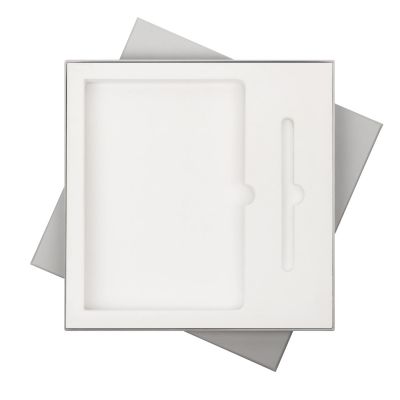 Подарочная коробка с ложементом для ежедневника и ручки, серая-0