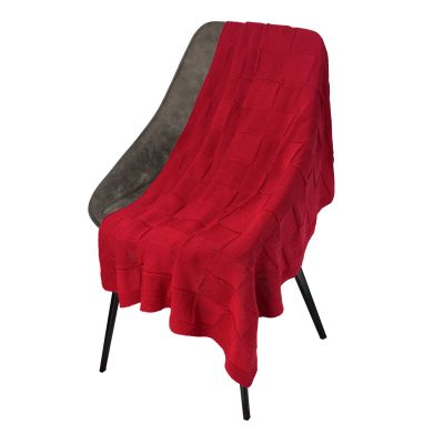 Плед Cella вязаный, красный (без подарочной коробки)-0