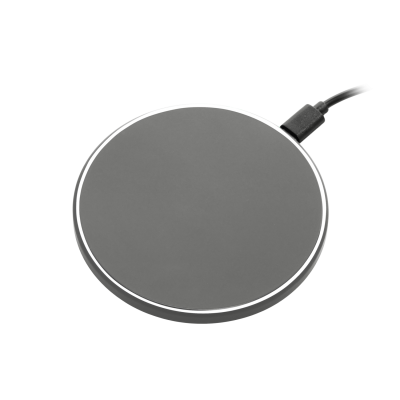 Беспроводное зарядное устройство с подсветкой 15W Аурис (Auris), серое-0