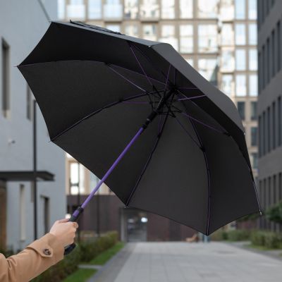 Зонт-трость Квантум (Quantum), черный/фиолетовый-13