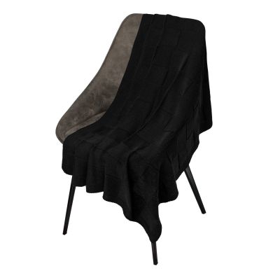 Плед Cella вязаный, черный (без подарочной коробки)-0