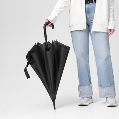 Зонт-трость Квантум (Quantum), черный/фиолетовый-9