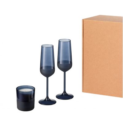 Подарочный набор свеча + 2 бокала для шампанского, Sapphire синий-0