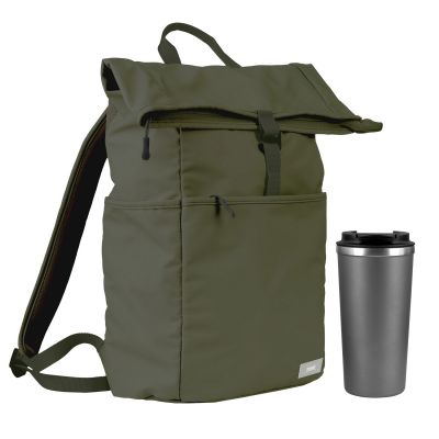 Подарочный набор Palermo, Boston, зеленый/серый (рюкзак, термокружка)-0
