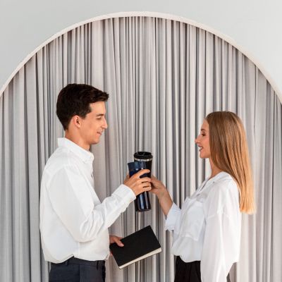 Термокружка вакуумная Polo, синяя-6