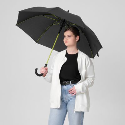 Зонт-трость Quantum, черный/салатовый-6