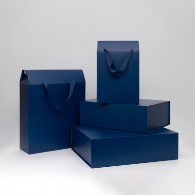 Подарочная коробка-трансформер средняя, синяя-6