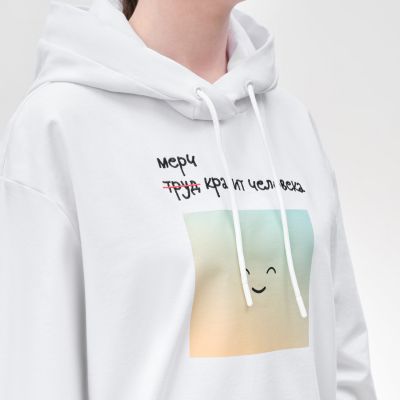 Худи с капюшоном, унисекс  ALEX белый, размер L-9