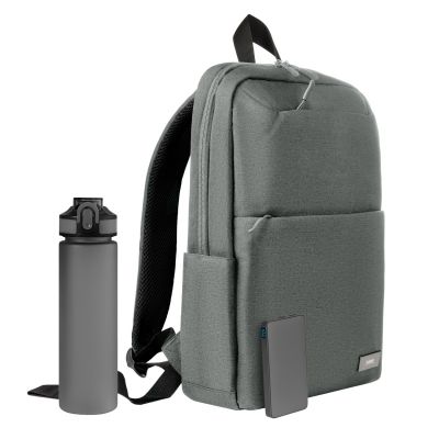 Подарочный набор Forst, серый (бутылка, ЗУ, рюкзак)-0