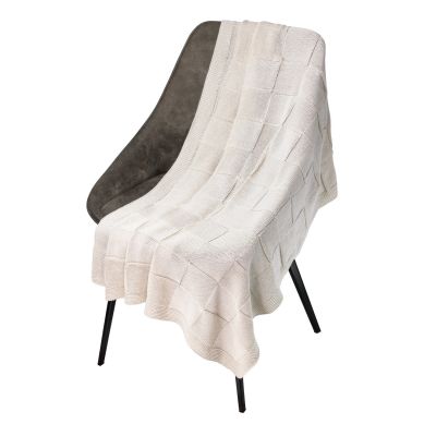 Плед Cella вязаный, бежевый (без подарочной коробки)-0