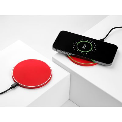Беспроводное зарядное устройство с подсветкой 15W Auris, красное-3