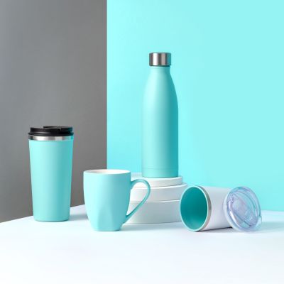 Термокружка вакуумная с керамическим покрытием Arctic, белый/аква-7