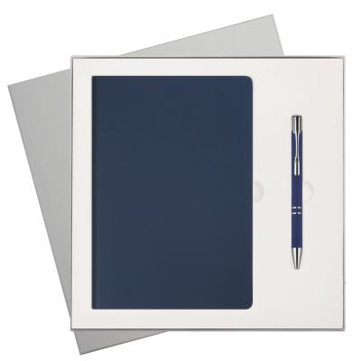 Подарочный набор Star, синий (ежедневник, ручка)-0
