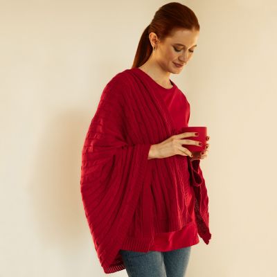 Плед Fado вязаный, красный (без подарочной коробки)-10