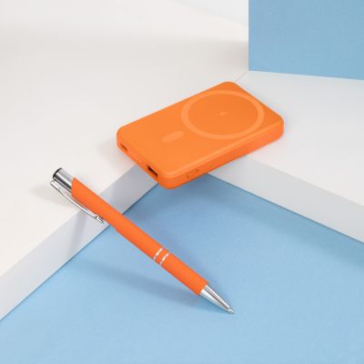 Внешний аккумулятор Ларго PD (Largo PD) 5000mAh с функцией беспроводной зарядки 15W, оранжевый-8