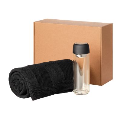 Подарочный набор Bianca, Cella, черный (плед, термобутылка)-0