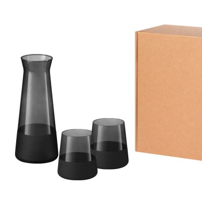 Подарочный набор декантер + 2 стакана Black Edition, черный-0