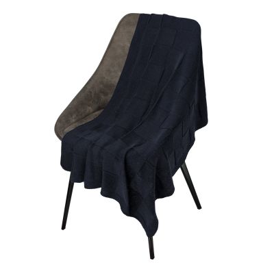 Плед Cella вязаный, синий (без подарочной коробки)-0