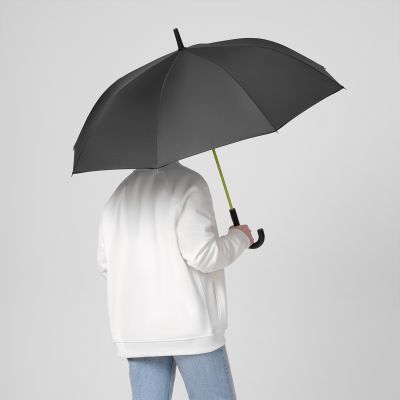 Зонт-трость Квантум (Quantum), черный/салатовый-8