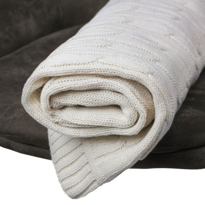 Плед Fado вязаный, бежевый (без подарочной коробки)-7