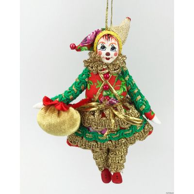 Гном с яблоком елочная игрушка ручной работы-0