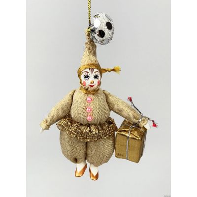 Гном с подарком елочная игрушка ручной работы-0