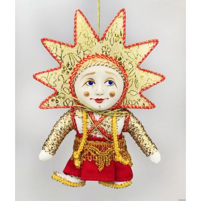 Солнышко елочная игрушка ручной работы-0