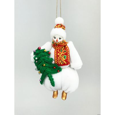 Гном Снеговик елочная игрушка ручной работы-0