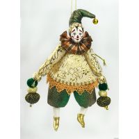 Клоун в барханом колпаке елочная игрушка ручной работы