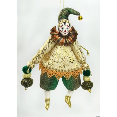 Клоун в барханом колпаке елочная игрушка ручной работы-0