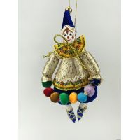 Клоун с гирляндой елочная игрушка ручной работы