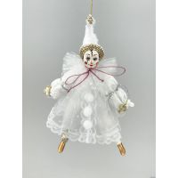 Клоун белый елочная игрушка ручной работы