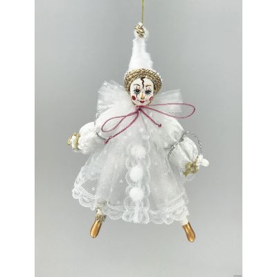 Клоун белый елочная игрушка ручной работы-0