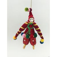 Клоун в бархатной куртке елочная игрушка ручной работы