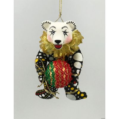 Медведь с шариком елочная игрушка ручной работы-0