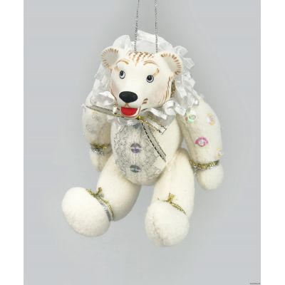 Белый медвежонок елочная игрушка ручной работы-0