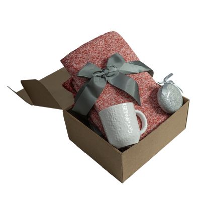 Подарочный набор HOLIDAY: плед, кружка, шар новогодний, коробка; красный, ярко-красный-2