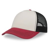 Бейсболка 'RAPPER CANVAS-S', 5 клиньев, бел./борд./ч, пласт.заст., 100% перераб. полиэстер, 270 г/м2, белый, бордовый, чёрный