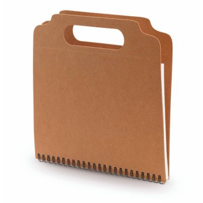 Блокнот с ручкой MAKRON, рециклированный картон, бежевый-0