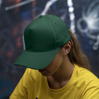 Бейсболка VALLEY, 5 клиньев, металлическая застежка, темно-зелёный-2