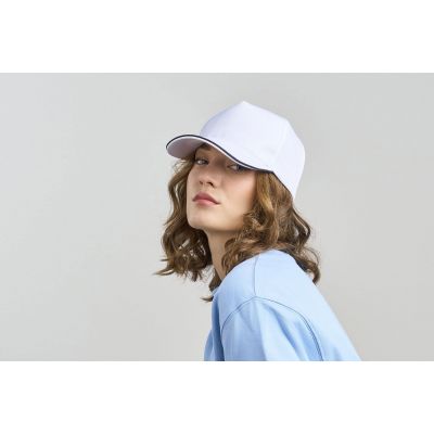 Бейсболка RECY FIVE PIPING, 5 клиньев, застежка-липучка, серый, белый-1