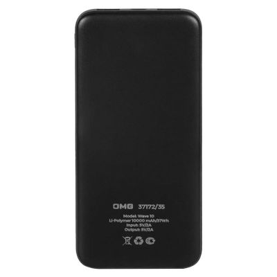 Универсальный аккумулятор Wave 10 (10000 мАч), черный, 14,9х6.7х1,6 см-2