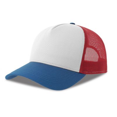 Бейсболка RAPPER COTTON-S, 5 клиньев, пластиковая застёжка, белый, красный, синий-2