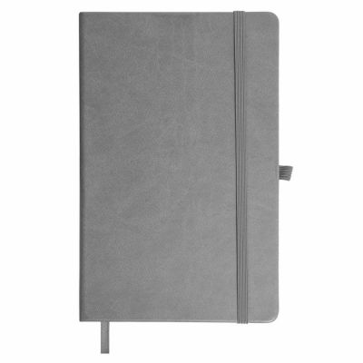Бизнес-блокнот 'Justy', 130*210 мм, серый, твердая обложка,  резинка 7 мм, блок-линейка-1
