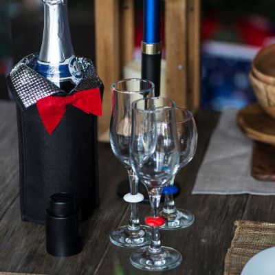 Термочехол на бутылку  'Фрак', красный, черный-3