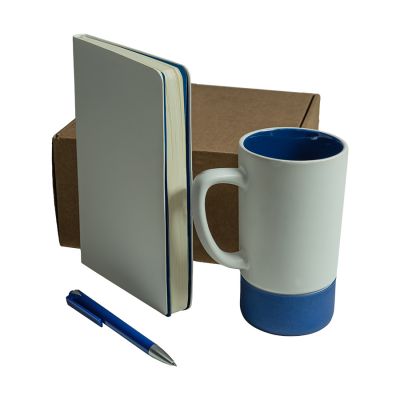 Набор подарочный ARTKITS: ежедневник, ручка, кружка с цветным дном, стружка, коробка, синий-0