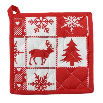 Подарочный набор  для кухни 'Новогодний',хлопок 100%, фартук и прихватки, белый, красный-2