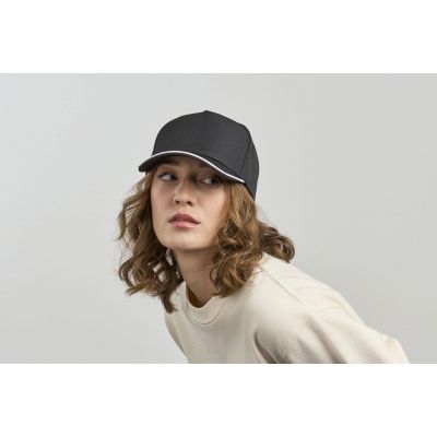 Бейсболка RECY FIVE PIPING, 5 клиньев, застежка-липучка, черный, белый-4